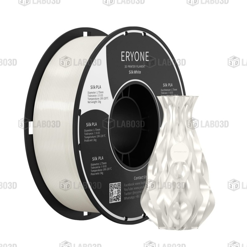 Eryone - PLA Silk - White - 1.75mm - 1 Kg Eryone - PLA Silk - White - 1.75mm - 1 Kg