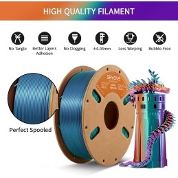 Eryone - PLA Silk Triple-Color - Purple & Blue Green & Burnt Orange - 1.75mm - 1 Kg
