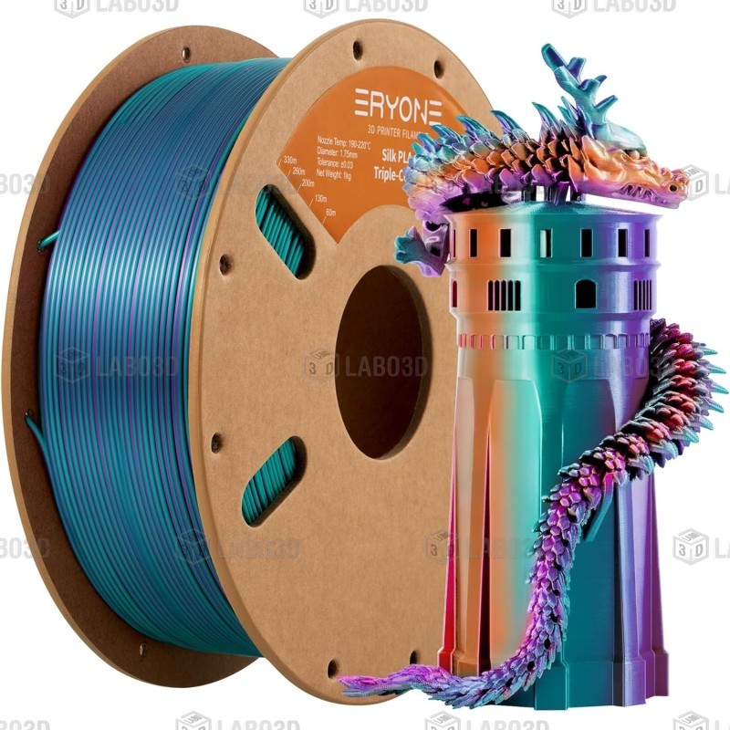 Eryone - PLA Silk Triple-Color - Purple & Blue Green & Burnt Orange - 1.75mm - 1 Kg Eryone - PLA Silk Triple-Color - Purple & Blue Green & Burnt Orange - 1.75mm - 1 Kg